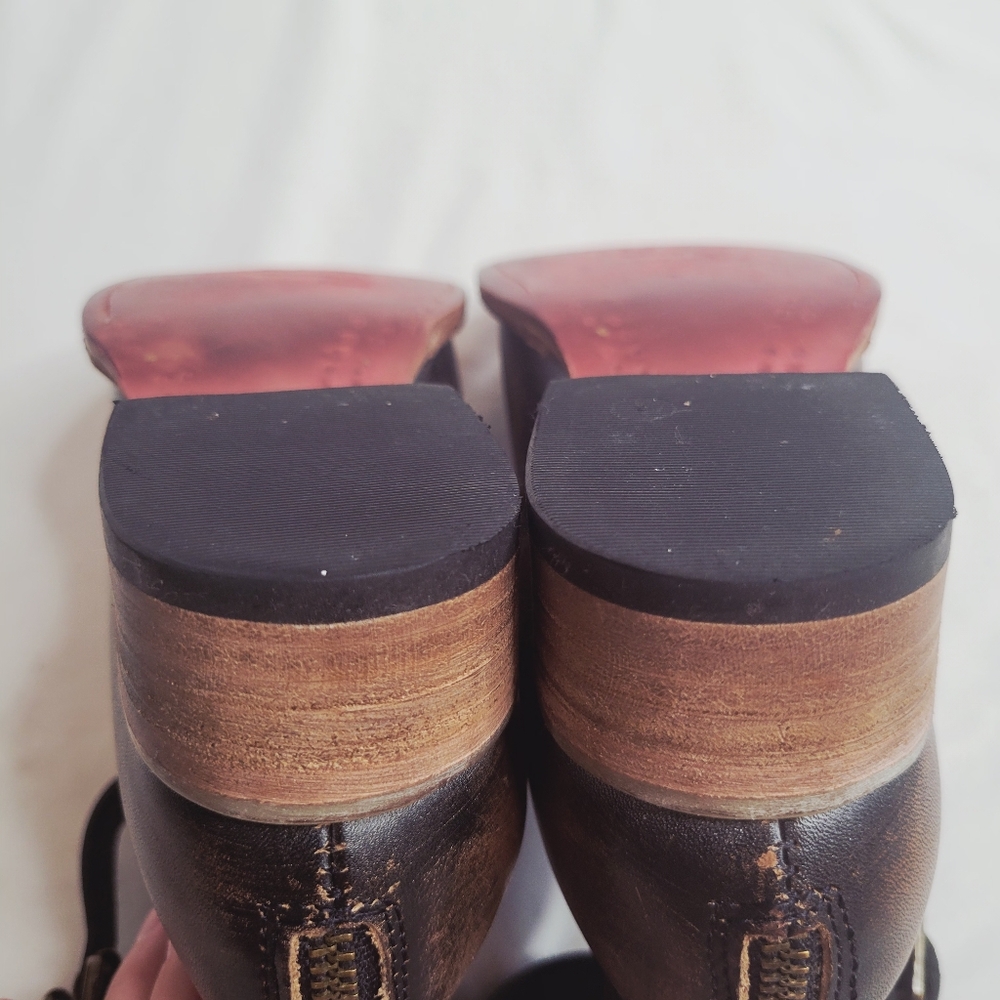 *SALE* Freebird by Steven Maribel Distressed Brown Leather Ankle Booties Moto 7 - Picture 10 of 13